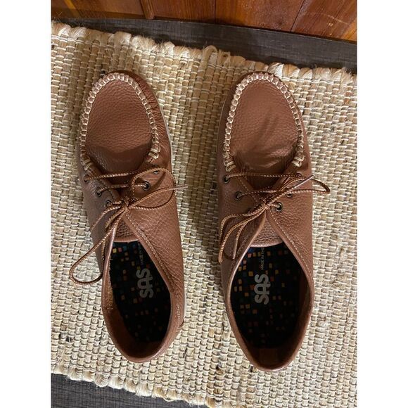 SAS tan leather lace up loafers NEW - Picture 3 of 6